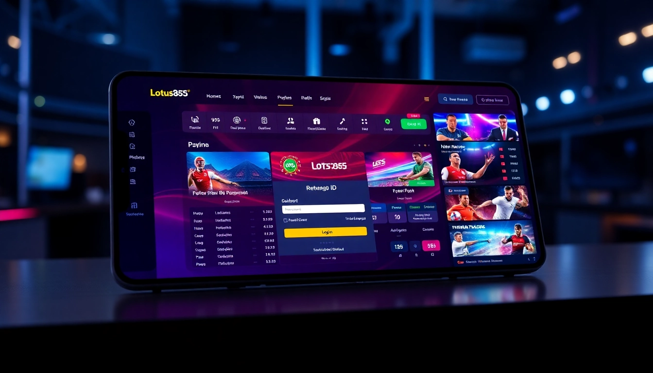 Secure Lotus365 ID login screen showcasing sports and casino options for Indian users, with a modern user interface accessible on mobile devices.