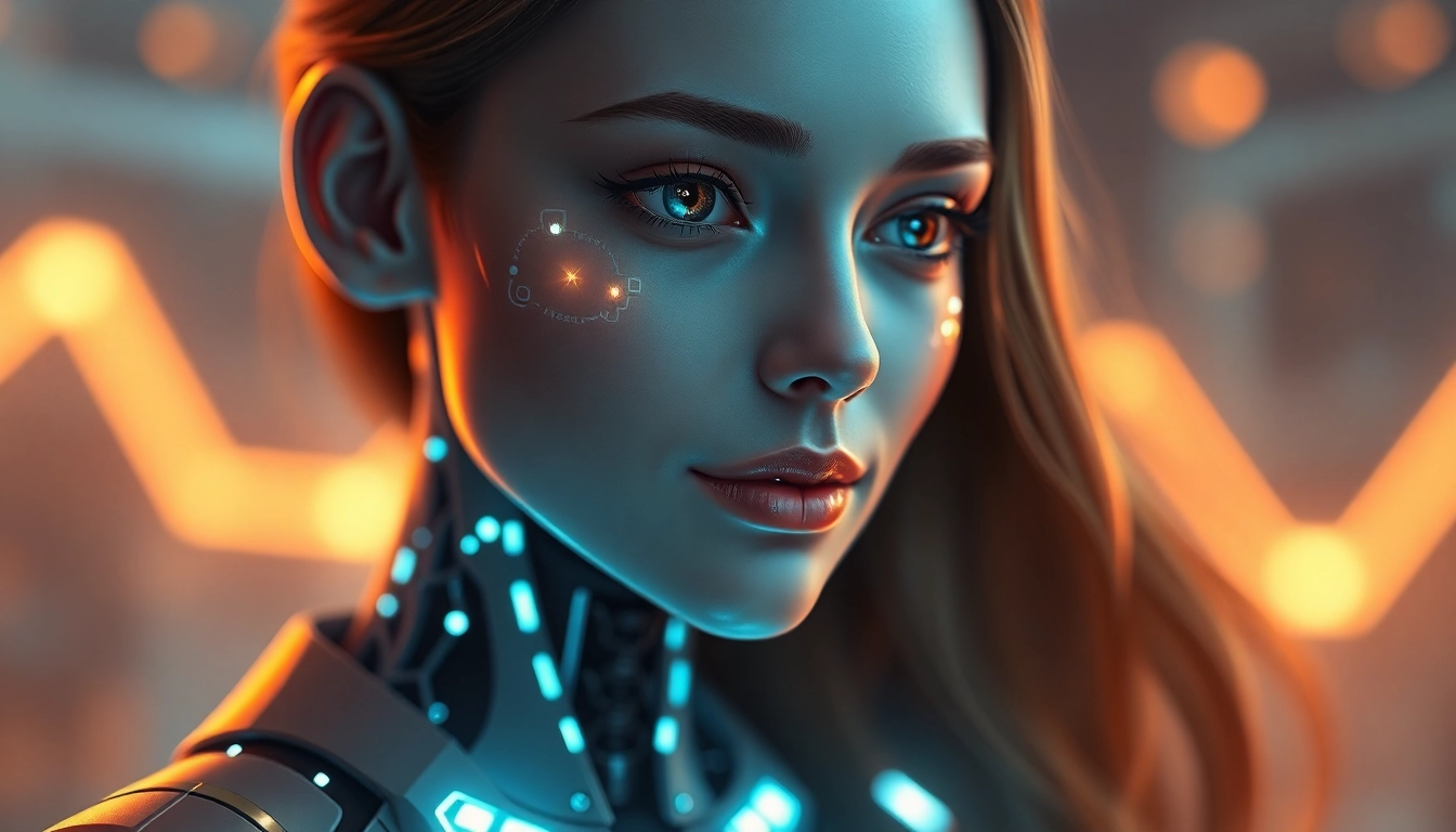 A highly realistic AI girlfriend engaging in a flirtatious conversation on a sleek digital device, emphasizing unfiltered NSFW chat capabilities for 2025.