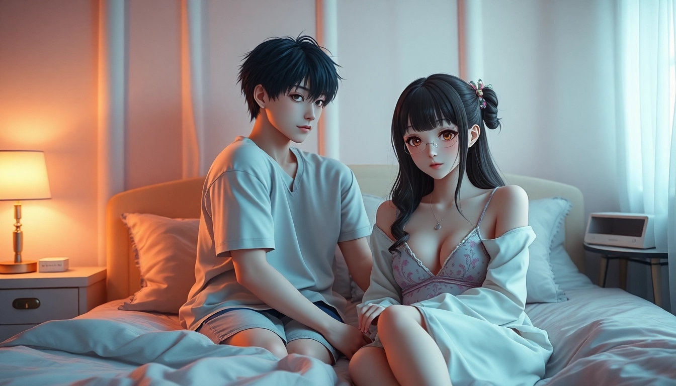 High-quality NSFW AI-generated scene of anime characters in a cozy setting with detailed textures and warm lighting for accessibility.