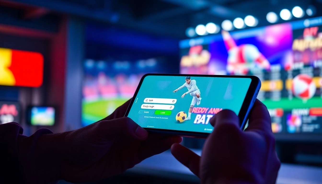 Reddy Anna Login screen on mobile device showing secure sign-in process with sports themes for easy access to betting platform.