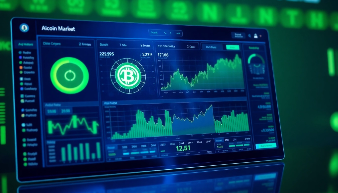 Aicoin market analysis dashboard with real-time data and digital charts for investors and traders